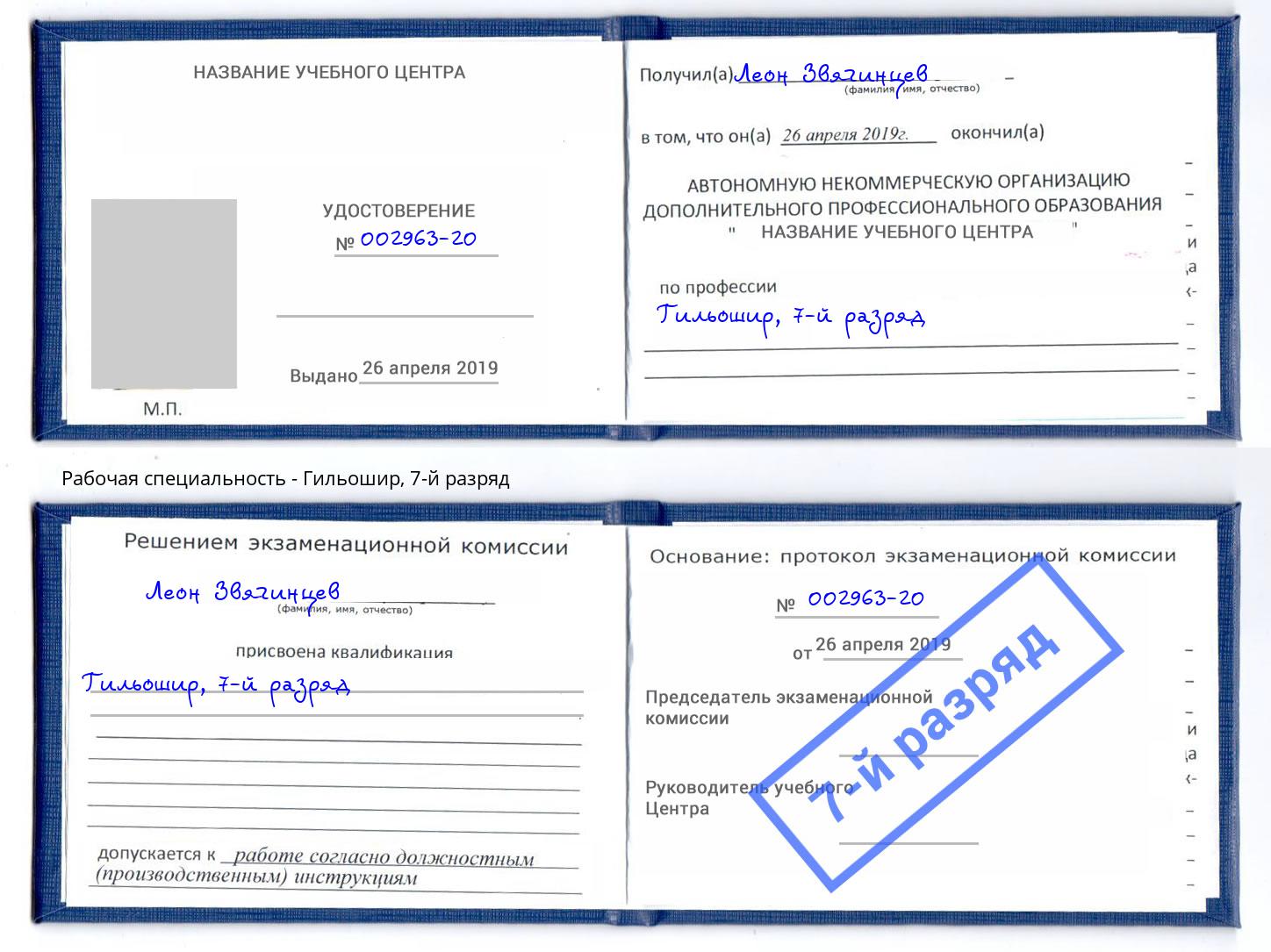 корочка 7-й разряд Гильошир Выкса